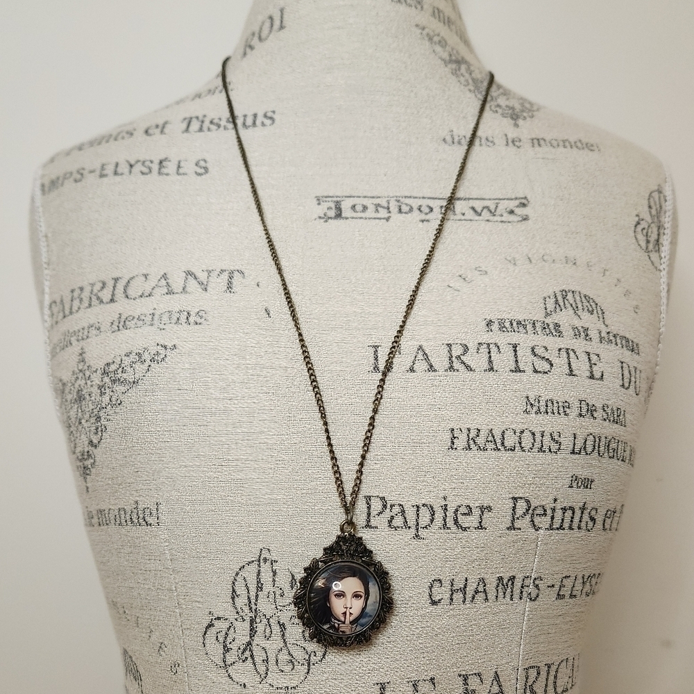 Girl with secrets cameo necklace